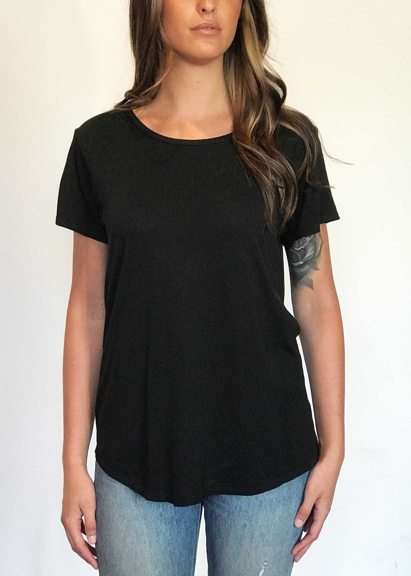  plume and thread-tops-black-billie tee-front